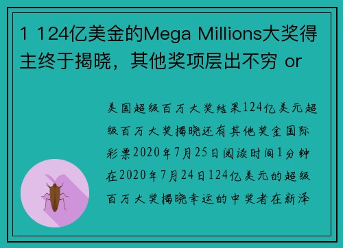 1 124亿美金的Mega Millions大奖得主终于揭晓，其他奖项层出不穷 or